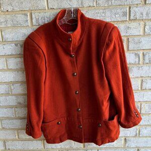 Precis Orange Cashmere/Wool Blended Lined Pea Coat Women's Size L.
